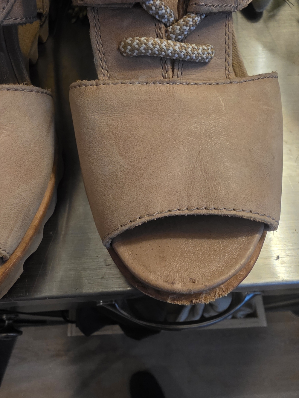 MOVING SALE Sorel Women's Joanie Beige Suede Lace-Up Wedge Sandals - Picture 3 of 6